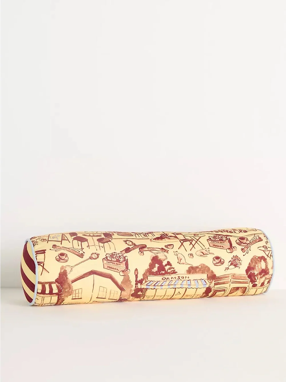 Anthropologie Damson Madder Cotton Printed Bolster Pillow, Neutral Pattern, NWT